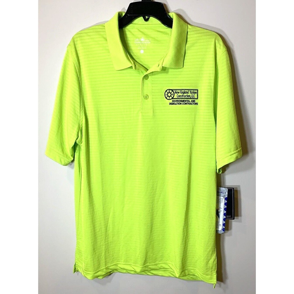 NEW Charles River Polo Shirt Mens Large Green Safety Moisture Wicking w/Tag